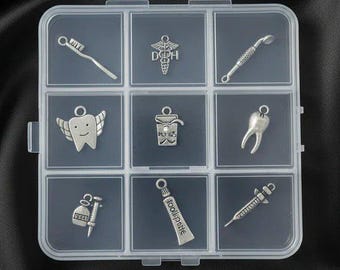 Dental Hygienist Charm Box - 9 pc., Silver