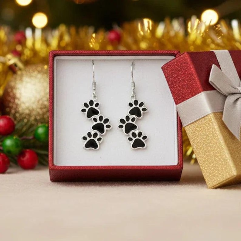 Dog Paws Enamel Earrings