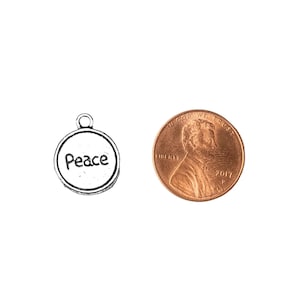 Silver Peace Charm - - LadybugfeetDesigns -