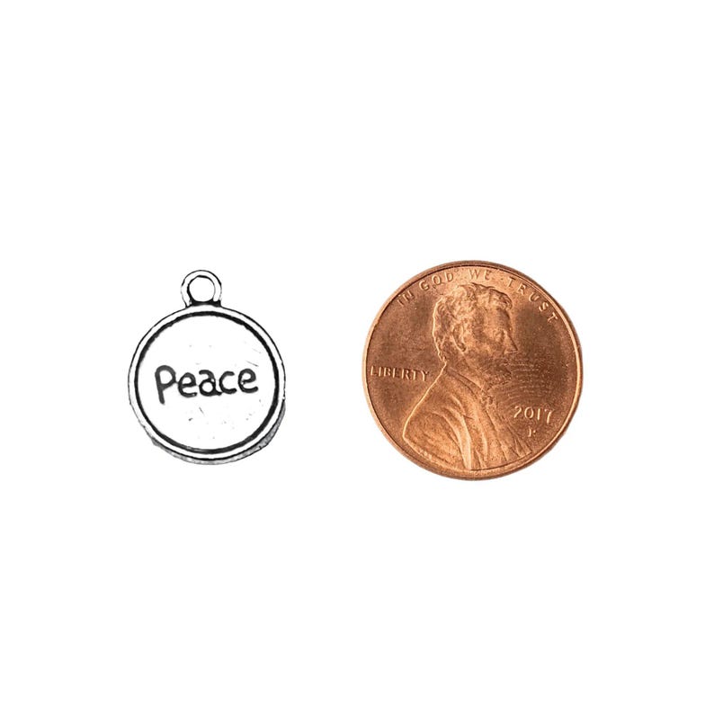 Silver Peace Charm - - LadybugfeetDesigns -