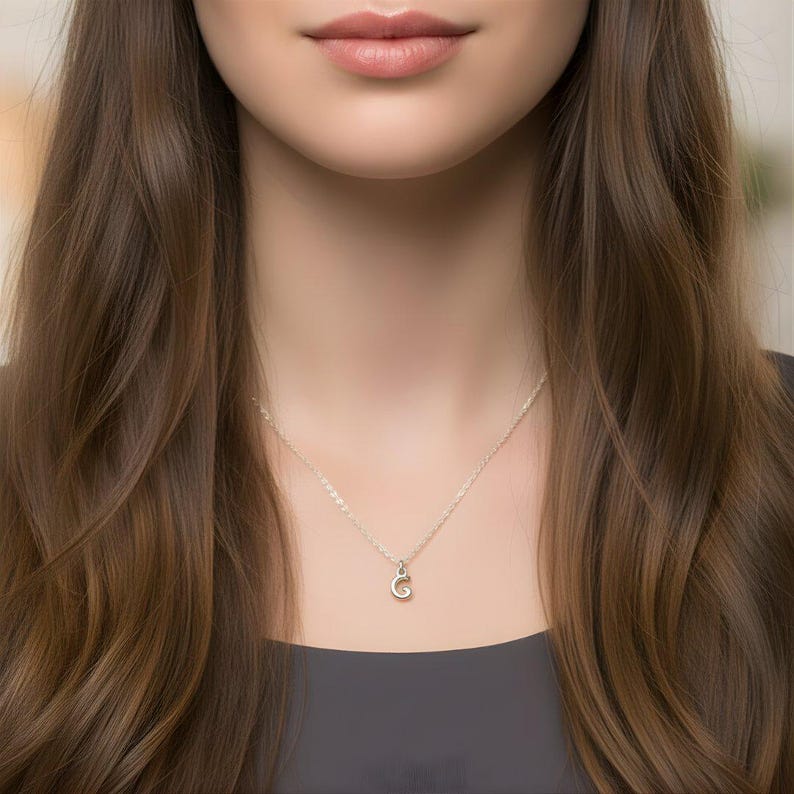 Mini Bubble Initial Necklace - Silver- 20 inch - - LadybugfeetDesigns -