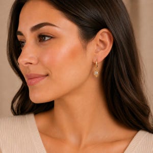 CZ Owl Hoop earrings, Gold -12mm - - LadybugfeetDesigns -