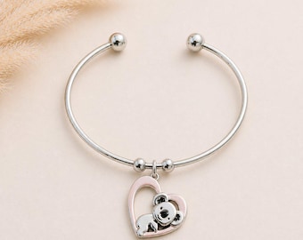 Koala Heart Euro Bangle Cuff, Silver