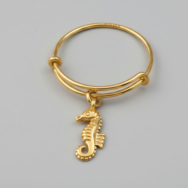 Seahorse Expandable Charm Ring - Gold - - LadybugfeetDesigns -
