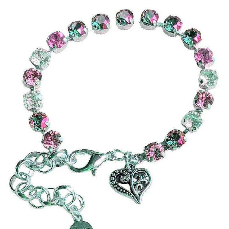 Fancy Filigree Heart Faceted Crystal Bracelet - - LadybugfeetDesigns -