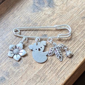 Koala Safety Pin Brooch, Purse Charm - - LadybugfeetDesigns -