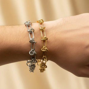 Gold Paperclip Barbed Wire Chain Bracelet - - LadybugfeetDesigns -