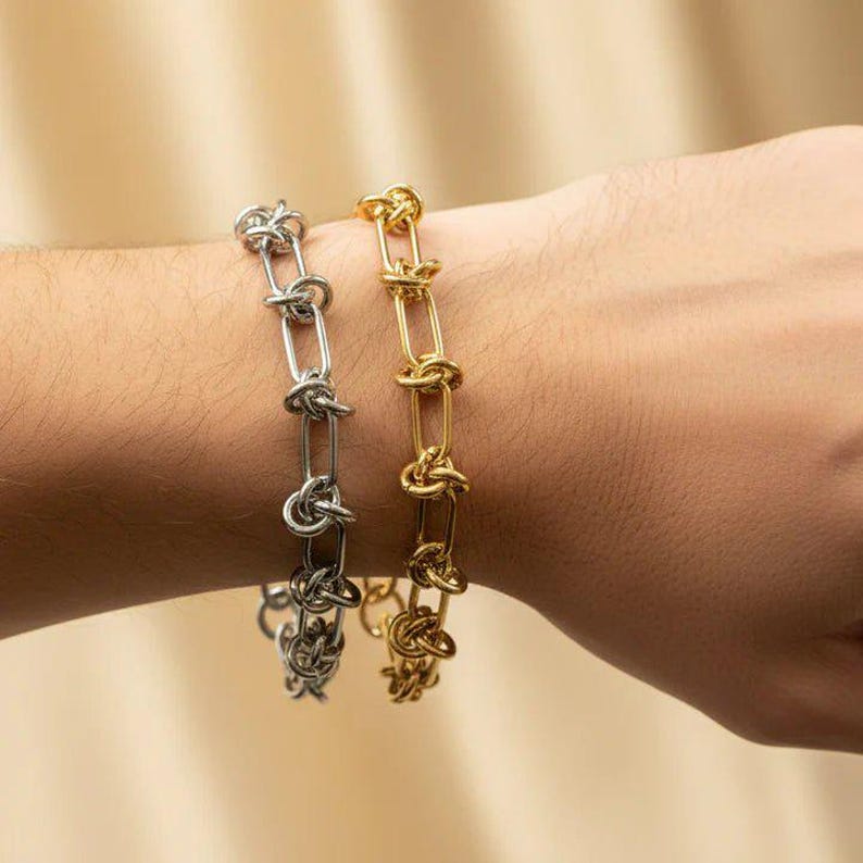 Gold Paperclip Barbed Wire Chain Bracelet - - LadybugfeetDesigns -