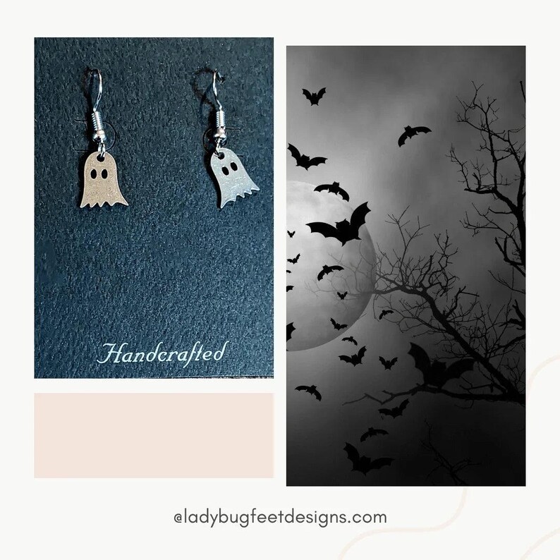 Ghost Halloween Earrings - - LadybugfeetDesigns -