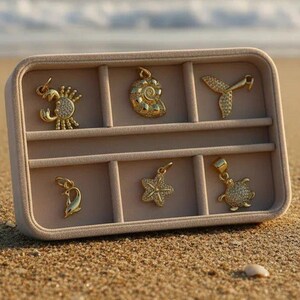 Ocean Lover CZ Mini Charm Box - 6 pc., Gold - - LadybugfeetDesigns -