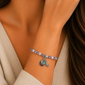 Mermaid Faceted Crystal Bracelet, Silver - - LadybugfeetDesigns -