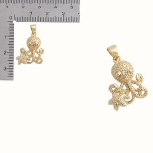 Octopus dangle earrings, Gold - - LadybugfeetDesigns -