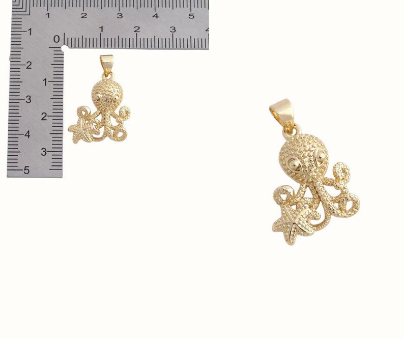 Octopus dangle earrings, Gold - - LadybugfeetDesigns -