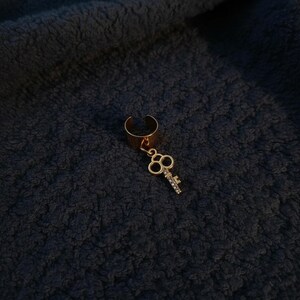 CZ Key Ear Cuff, Gold - - LadybugfeetDesigns -