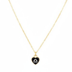 Zodiac Sign Heart Necklace, Gold - 20 inches - - LadybugfeetDesigns -