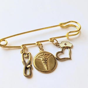 Nurse Safety Pin Brooch, Purse Charm - - LadybugfeetDesigns -