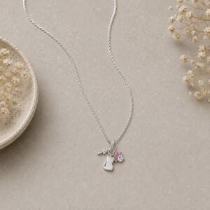 Meow Cat Trio Charm Necklace, 20 inches - Silver - - LadybugfeetDesigns -