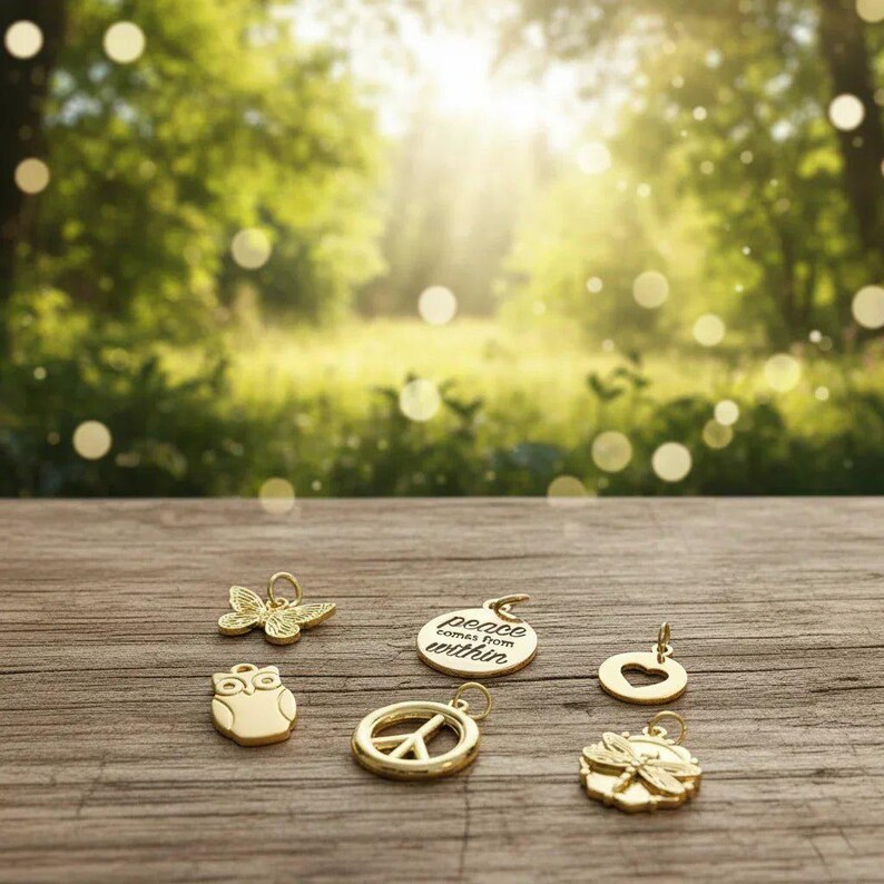 Peace Comes from Within Mini Charm Box - 6 pc., Gold - - LadybugfeetDesigns -