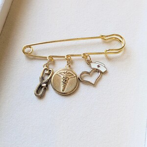 Nurse Safety Pin Brooch, Purse Charm - - LadybugfeetDesigns -