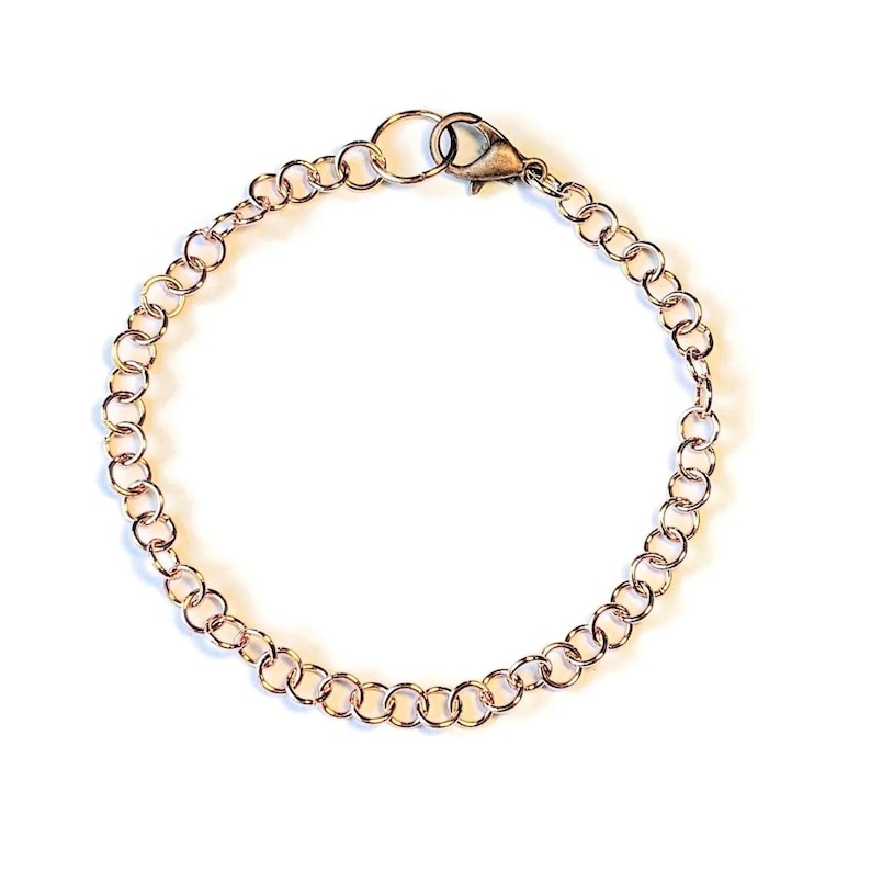 Rose Gold Small Rolo Charm Bracelet Base - D.i.y. - Build Your Charm Bracelet! - - LadybugfeetDesigns -