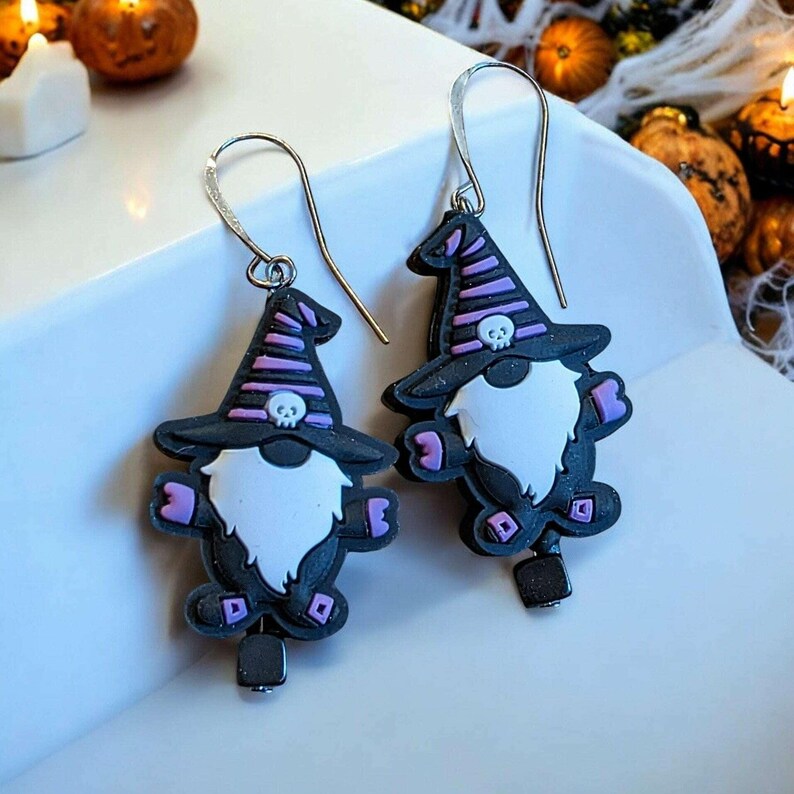 Gnome Halloween Earrings - - LadybugfeetDesigns -