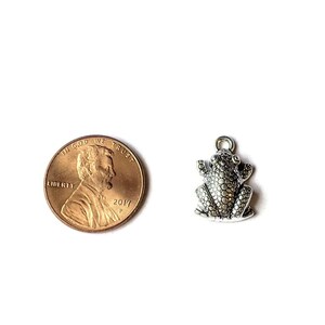 Silver Sitting Frog Charm - - LadybugfeetDesigns -