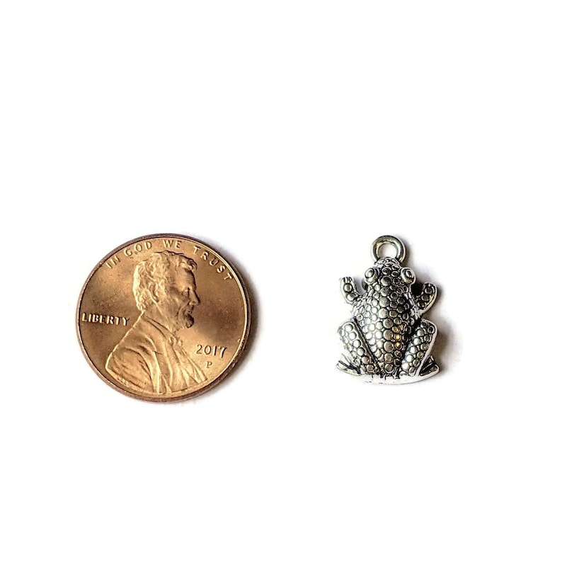 Silver Sitting Frog Charm - - LadybugfeetDesigns -