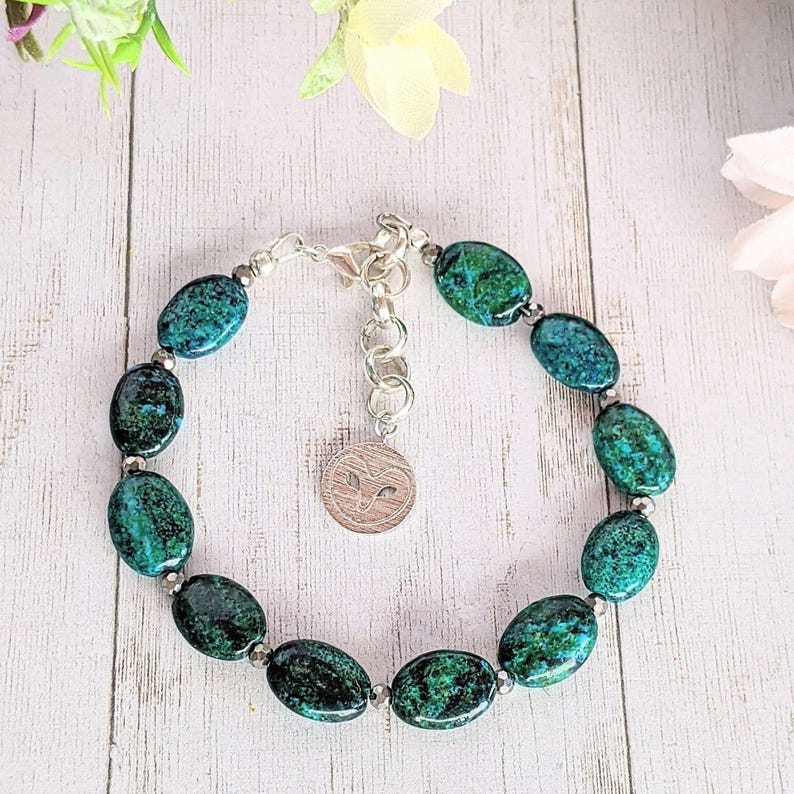 African Turquoise Jasper Owl Bracelet/Earring Set - - LadybugfeetDesigns -