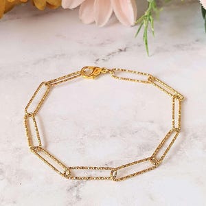 Diamond Cut Gold Paperclip Chain Bracelet - - LadybugfeetDesigns -