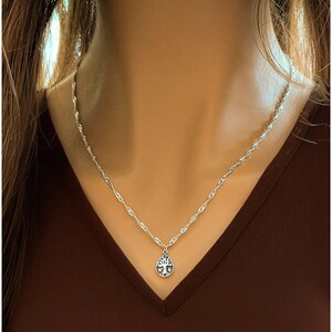 Tree of Life Drop Necklace, Silver - 20 inch - - LadybugfeetDesigns -