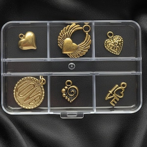 Love Mini Charm Box - 6 pc., Gold - - LadybugfeetDesigns -