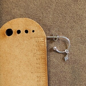 CZ Diamond Mini Hoop Huggie Earrings, Silver- 12mm - - LadybugfeetDesigns -