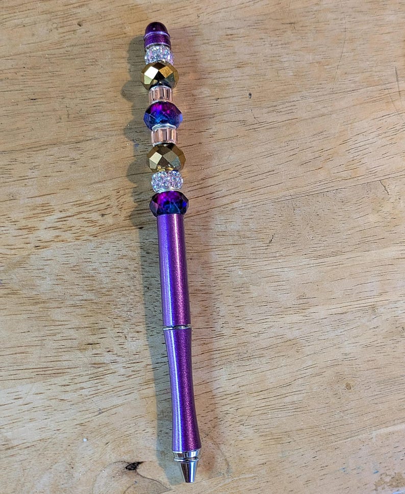 Purple/Gold Crystal Gift Pen - - LadybugfeetDesigns -