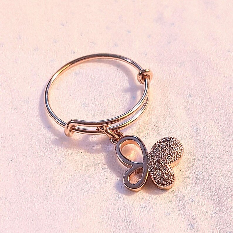CZ Rose Gold Butterfly Ring 5-7 - - LadybugfeetDesigns -