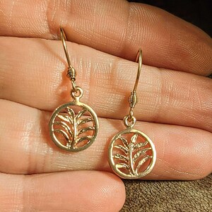 Palm Leaf Rose Gold dangle earrings - - LadybugfeetDesigns -
