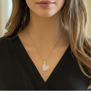 CZ Heart necklace, Gold - 20 inch - - LadybugfeetDesigns -