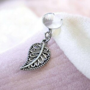 Leaf ear cuff, Silver - - LadybugfeetDesigns -