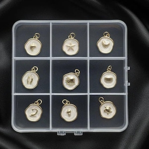 Beach Lover Enamel Charm Box - 9 pc., Gold - - LadybugfeetDesigns -