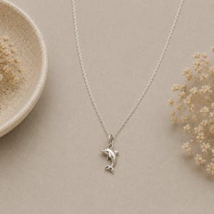 Dolphin Necklace, 20 inches - Silver - - LadybugfeetDesigns -