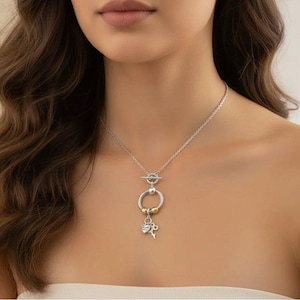 Friends Forever Sunflower Sterling Silver Toggle Charm Necklace, 20 inches - - LadybugfeetDesigns -