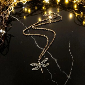 Dragonfly Boho Necklace, Antique Bronze - 18 inches - - LadybugfeetDesigns -