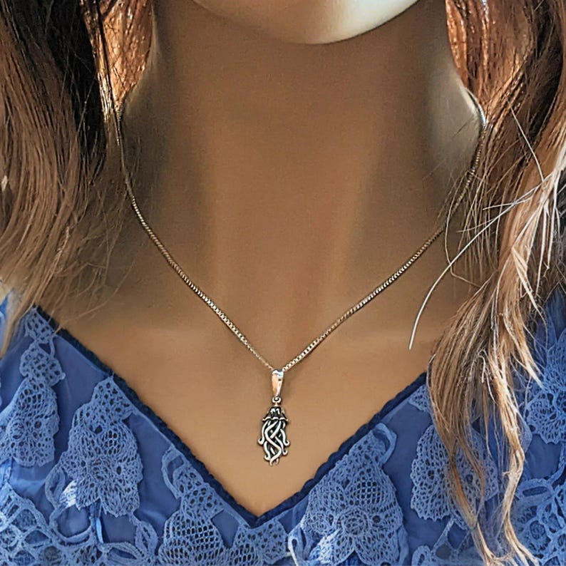 Jellyfish Pendant charm necklace, Sterling Silver - 22 inch - - LadybugfeetDesigns -