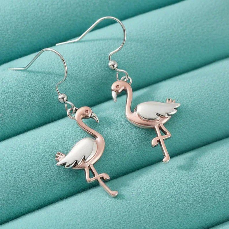 Rustic Flamingo Hook Earrings - - LadybugfeetDesigns -