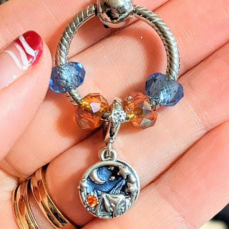 Sleeping Under the Stars Sterling Silver Toggle Charm Necklace, 20 inches - - LadybugfeetDesigns -