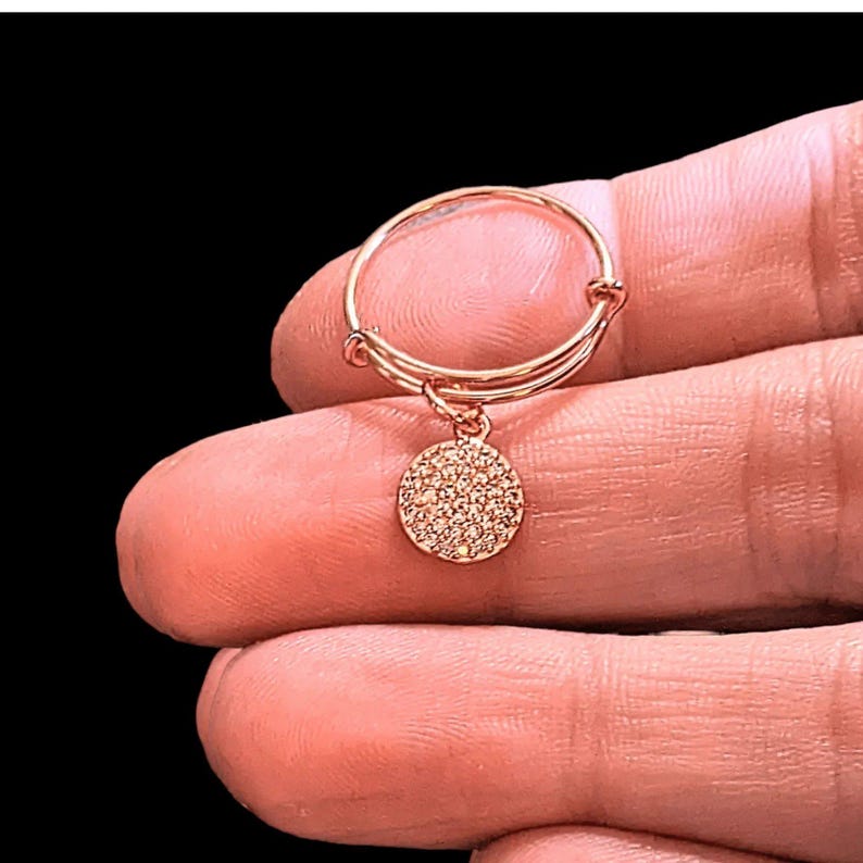 CZ Full Moon Rose Gold Circle Ring 5-7 - - LadybugfeetDesigns -