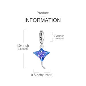 Blue Stingray Necklace, 20 inches - Silver - - LadybugfeetDesigns -