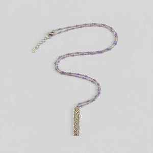 Silver Tag Crystal Bead Necklace, 20 inch - - LadybugfeetDesigns -