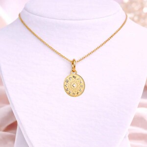 Zodiac Wheel Chart necklace, Gold - adjustable up to 24 inches - - LadybugfeetDesigns -