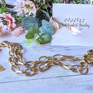 Shiny Gold Matte Oval Link Necklace, 18.5 inch - - LadybugfeetDesigns -