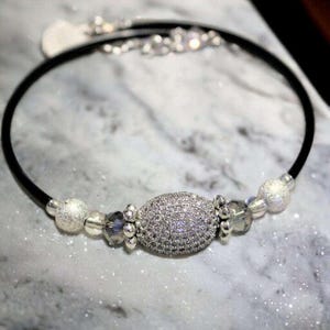 Cubic Zirconia Memory Wire Bangle bracelet - - LadybugfeetDesigns -